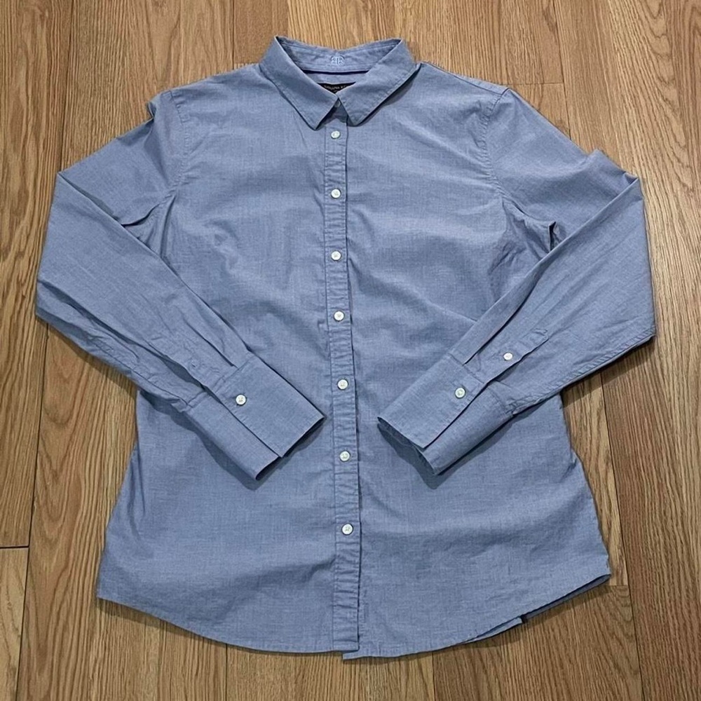 Banana Republic Women’s 10 Long Sleeve Button Up Riley Shirt Blue Preppy Office